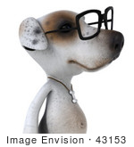 #43153 Royalty-Free (Rf) Clipart Illustration Of A 3d Jack Russell Terrier Dog Mascot Wearing Glasses - Pose 2