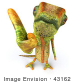 #43162 Royalty-Free (Rf) Clipart Illustration Of A 3d Lizard Chameleon Mascot Giving The Thumbs Up