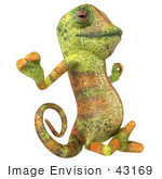 #43169 Royalty-Free (Rf) Clipart Illustration Of A 3d Lizard Chameleon Mascot Meditating - Pose 2