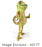 #43177 Royalty-Free (Rf) Clipart Illustration Of A 3d Lizard Chameleon Mascot Facing Right And Giving Two Thumbs Up