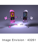#43261 Royalty-Free (Rf) Illustration Of Two Rounded Mobile Phones Holding Their Arms Open To Embrace