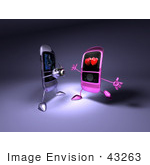 #43263 Royalty-Free (Rf) Illustration Of A 3d Mobile Phone Taking A Picture Of An Amorous Phone