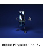 #43267 Royalty-Free (Rf) Illustration Of A Slim 3d Cellphone Holding Its Arms Out - Version 2