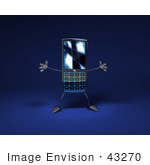 #43270 Royalty-Free (Rf) Clipart Illustration Of A Slim 3d Cellular Phone Holding Its Arms Out - Version 3
