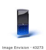 #43273 Royalty-Free (Rf) Clipart Illustration Of A 3d Modern Blue Cell Phone - Version 6
