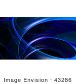 #43286 Royalty-Free (Rf) Illustration Of A Blue Fractal Swoosh Background On Black Version 3
