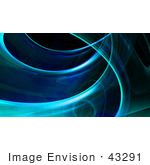 #43291 Royalty-Free (Rf) Illustration Of A Blue Fractal Swoosh Background On Black Version 2