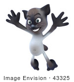 #43325 Royalty-Free (Rf) Clipart Illustration Of A 3d Siamese Cat Mascot Dancing - Pose 3