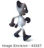 #43327 Royalty-Free (Rf) Clipart Illustration Of A 3d Siamese Cat Mascot Walking Right On His Two Hind Legs