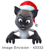 #43332 Royalty-Free (Rf) Clipart Illustration Of A 3d Siamese Cat Mascot Standing Behind A Blank Sign