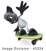#43334 Royalty-Free (Rf) Clipart Illustration Of A 3d Siamese Cat Mascot Skateboarding - Pose 5
