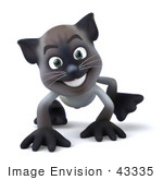 #43335 Royalty-Free (Rf) Clipart Illustration Of A 3d Siamese Cat Mascot Walking On All Fours - Pose 2