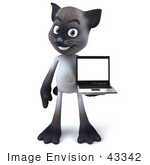 #43342 Royalty-Free (Rf) Clipart Illustration Of A 3d Siamese Cat Mascot Holding A Laptop - Pose 1