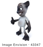 #43347 Royalty-Free (Rf) Clipart Illustration Of A 3d Siamese Cat Mascot Facing Left And Giving The Thumbs Up