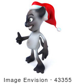 #43355 Royalty-Free (Rf) Clipart Illustration Of A 3d Siamese Cat Mascot Wearing A Santa Hat And Giving The Thumbs Up - Pose 2