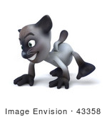 #43358 Royalty-Free (Rf) Clipart Illustration Of A 3d Siamese Cat Mascot Walking On All Fours - Pose 1