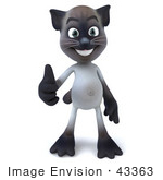 #43363 Royalty-Free (Rf) Clipart Illustration Of A 3d Siamese Cat Mascot Facing Front And Giving The Thumbs Up
