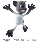 #43364 Royalty-Free (Rf) Clipart Illustration Of A 3d Siamese Cat Mascot Jumping