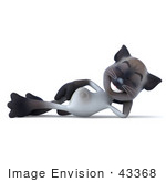 #43368 Royalty-Free (Rf) Clipart Illustration Of A 3d Siamese Cat Mascot Resting On His Side