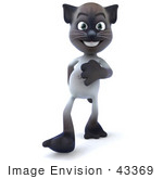 #43369 Royalty-Free (Rf) Clipart Illustration Of A 3d Siamese Cat Mascot Walking Forward On His Two Hind Legs