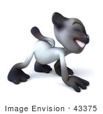 #43375 Royalty-Free (Rf) Clipart Illustration Of A 3d Siamese Cat Mascot Walking On All Fours - Pose 3