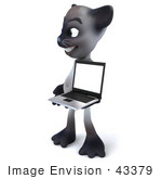 #43379 Royalty-Free (Rf) Clipart Illustration Of A 3d Siamese Cat Mascot Holding A Laptop - Pose 3