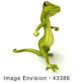 #43386 Royalty-Free (Rf) Illustration Of A 3d Green Gecko Mascot Walking To The Right