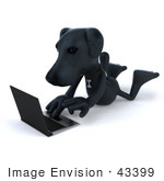 #43399 Royalty-Free (Rf) Illustration Of A 3d Black Lab Mascot With A Laptop - Version 2