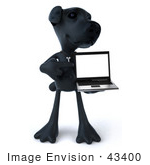 #43400 Royalty-Free (Rf) Illustration Of A 3d Black Lab Mascot With A Laptop - Version 4