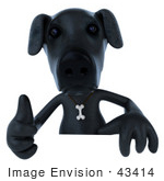 #43414 Royalty-Free (Rf) Illustration Of A 3d Black Lab Mascot Giving The Thumbs Up And Standing Behind A Blank Sign