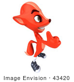 #43420 Royalty-Free (Rf) Illustration Of A 3d Red Fox Mascot Facing Right And Giving The Thumbs Up