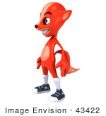 #43422 Royalty-Free (Rf) Illustration Of A 3d Red Fox Mascot Wearing Socks And Shoes Standing And Facing Left