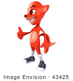 #43425 Royalty-Free (Rf) Illustration Of A 3d Red Fox Mascot Facing Left And Giving The Thumbs Up