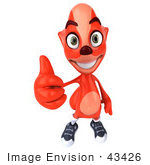 #43426 Royalty-Free (Rf) Illustration Of A 3d Red Fox Mascot Looking Up And Giving The Thumbs Up
