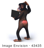 #43435 Royalty-Free (Rf) Illustration Of A 3d Chimpanzee Mascot Holding A Laptop - Version 8