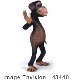 #43440 Royalty-Free (Rf) Illustration Of A 3d Chimpanzee Mascot Waving - Pose 2