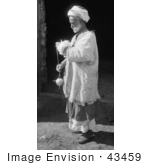 #43459 Rf Stock Photo Of A Black And White Ramallah Peasant Man Spinning Wool