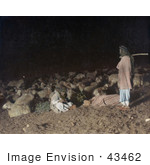 #43462 Rf Stock Photo Of Shepherds In The Darkness With Resting Sheep