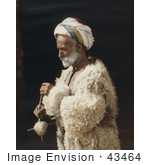 #43464 RF Stock Photo Of A Ramallah Peasant Man Standing And Spinning Wool by JVPD