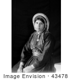 #43478 Rf Stock Photo Of A Black And White Portrait Of A Seated Ramallah Woman