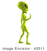 #43511 Royalty-Free (Rf) Illustration Of A 3d Green Alien In Profile Holding Up A Hand