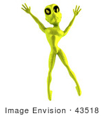 #43518 Royalty-Free (Rf) Illustration Of A 3d Green Alien Dancing - Pose 3