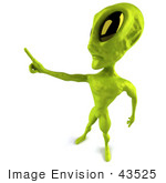 #43525 Royalty-Free (Rf) Illustration Of A 3d Green Alien Holding Out One Finger