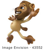 #43552 Royalty-Free (Rf) Illustration Of A 3d Lion Mascot Jumping - Pose 2