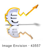 #43557 Royalty-Free (Rf) Illustration Of A 3d Chrome Euro Symbol With An Arrow Forming Around It - Version 3