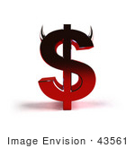 #43561 Royalty-Free (Rf) Illustration Of A 3d Devil Dollar Sign With Horns - Version 4
