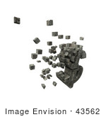 #43562 Royalty-Free (Rf) Illustration Of A 3d Dollar Sign Made Of Stone Blocks Particles Floating - Version 1