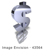 #43564 Royalty-Free (Rf) Illustration Of A Thick Silver 3d Dollar Sign - Version 2