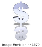 #43570 Royalty-Free (Rf) Illustration Of A Thick Silver 3d Dollar Sign - Version 1