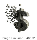 #43572 Royalty-Free (Rf) Illustration Of A 3d Dollar Sign Made Of Stone Blocks Particles Floating - Version 3